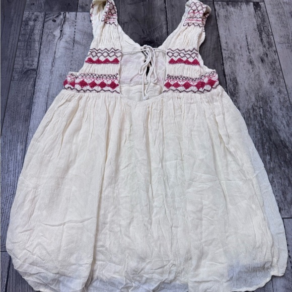 Free People Embroidered Ivory Mini Dress Boho XS Sleeveless Tank - Picture 5 of 9